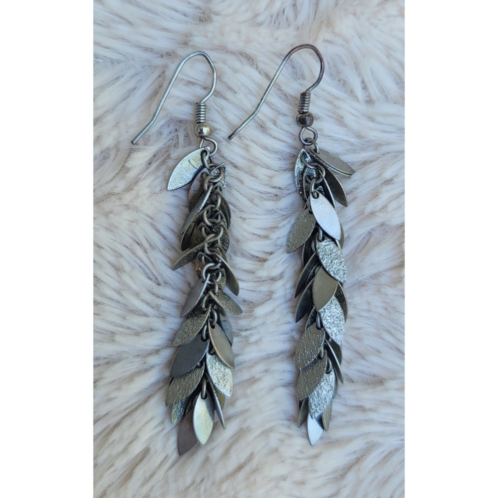 Linear Leaf Drop Earrings